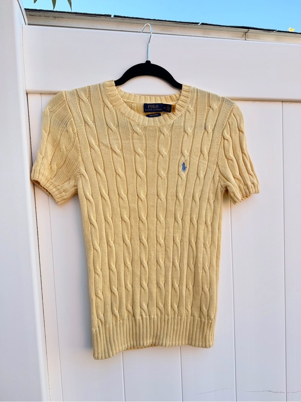 Polo by Ralph Lauren Yellow Cable-Knit Short-Sleeve Sweater Womens size Medium